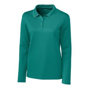 NWT Clique Teal Green Spin Eco Performance Jersey Long Sleeve Womens Polo